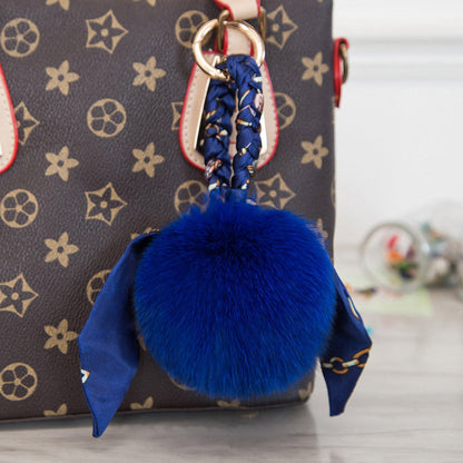 Fashionable Fox Fur Pom Pom Scarf Charm