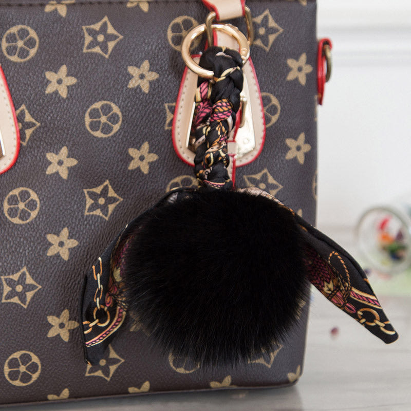 Fashionable Fox Fur Pom Pom Scarf Charm