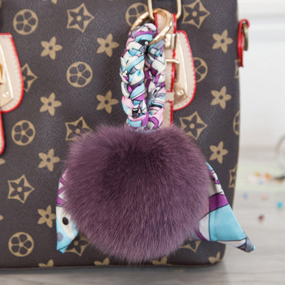 Fashionable Fox Fur Pom Pom Scarf Charm