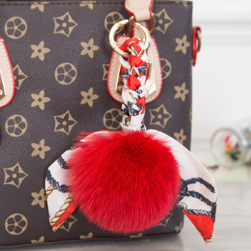 Fashionable Fox Fur Pom Pom Scarf Charm