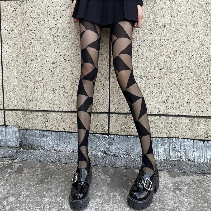 Sexy JK Diamond Patterned Dark Nightclub Pantyhose