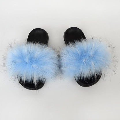 Raccoon dog hair imitation fox hair slippers women's hair sandals