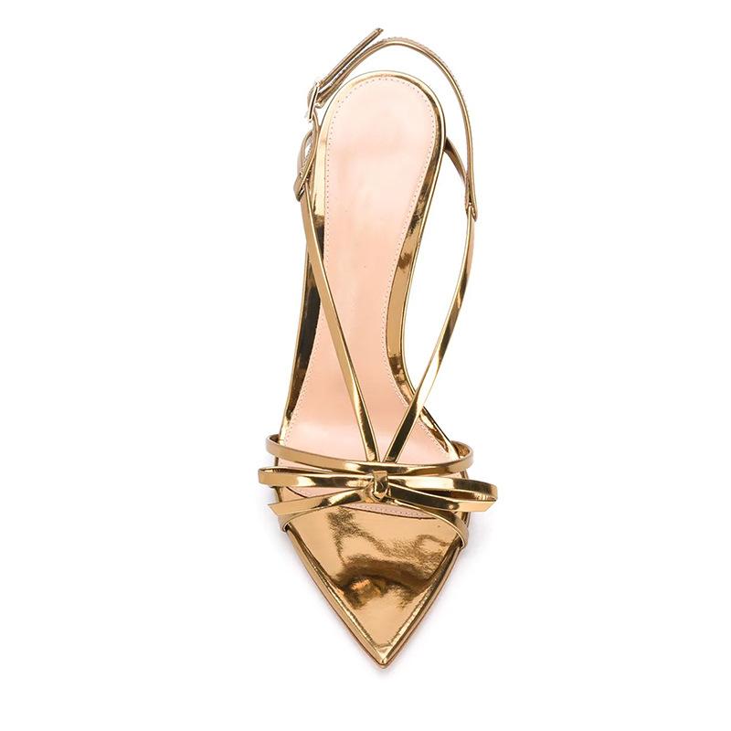 Pointed thin high heel Gold Patent Leather Party Shoes