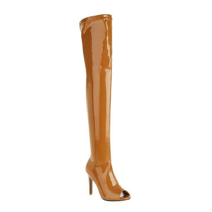 Fish Mouth High Thin Heel Side Zipper Women's Large Over Knee Boots