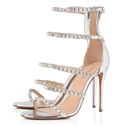 Rivet thin high heel sandals fashion shoes dinner shoes