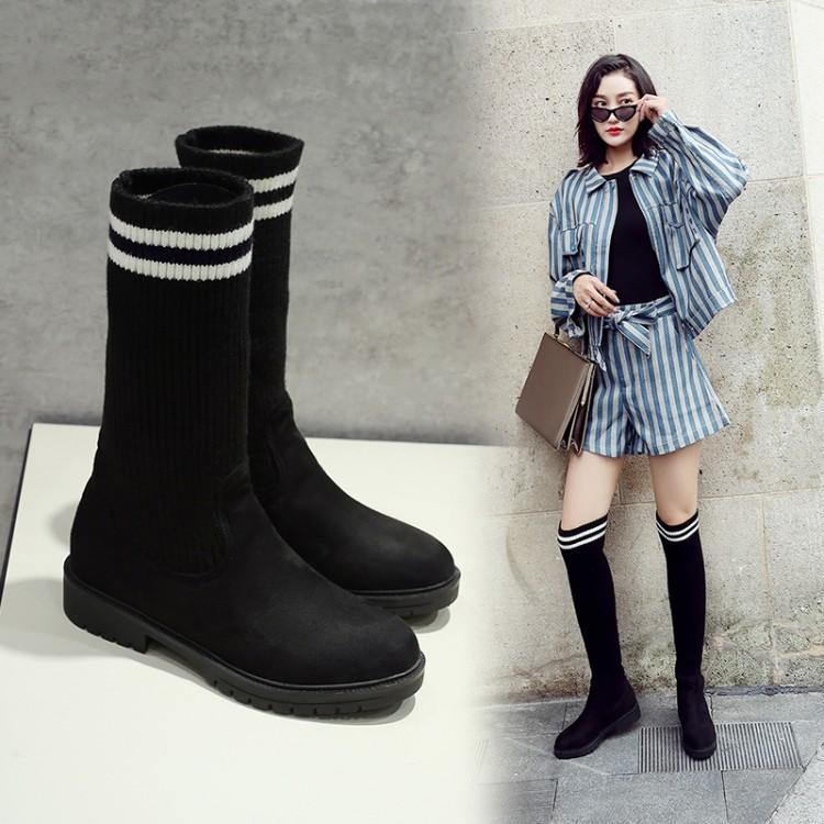 Elastic Over Knee Knitted Stockings Fashion Boots