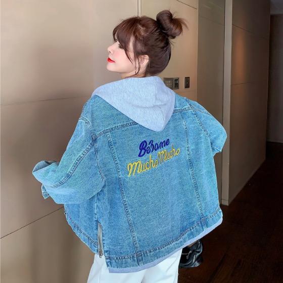 Loose Student BF Girl Denim Color Matching Coat