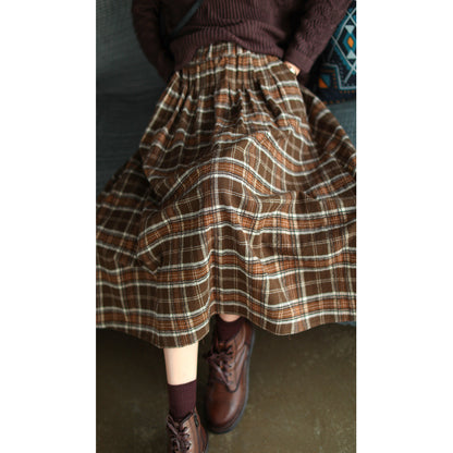 Artistic Retro Plaid A-Line Skirt