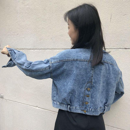 Loose student BF girl short denim coat