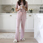 Pajamas Print Bandage Loose Short Sleeve Blouse Pants Sets