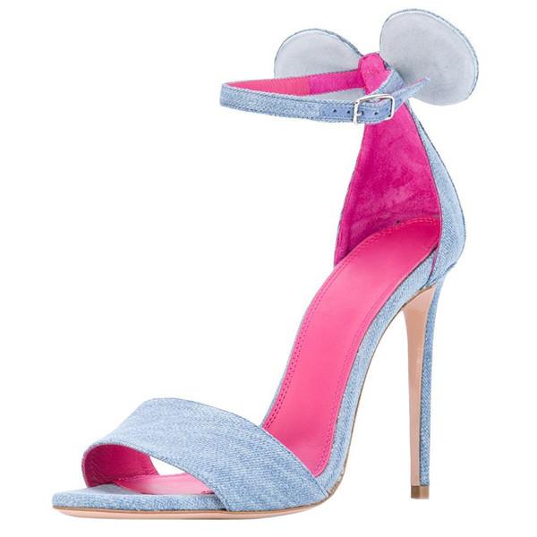 Gretel Sardine Denim Wristband Stiletto Sandals