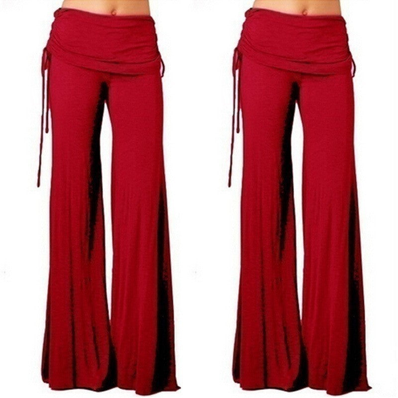 New FashionPure Color Low Waist Yoga Wide-legs Long Pants Beach Pants