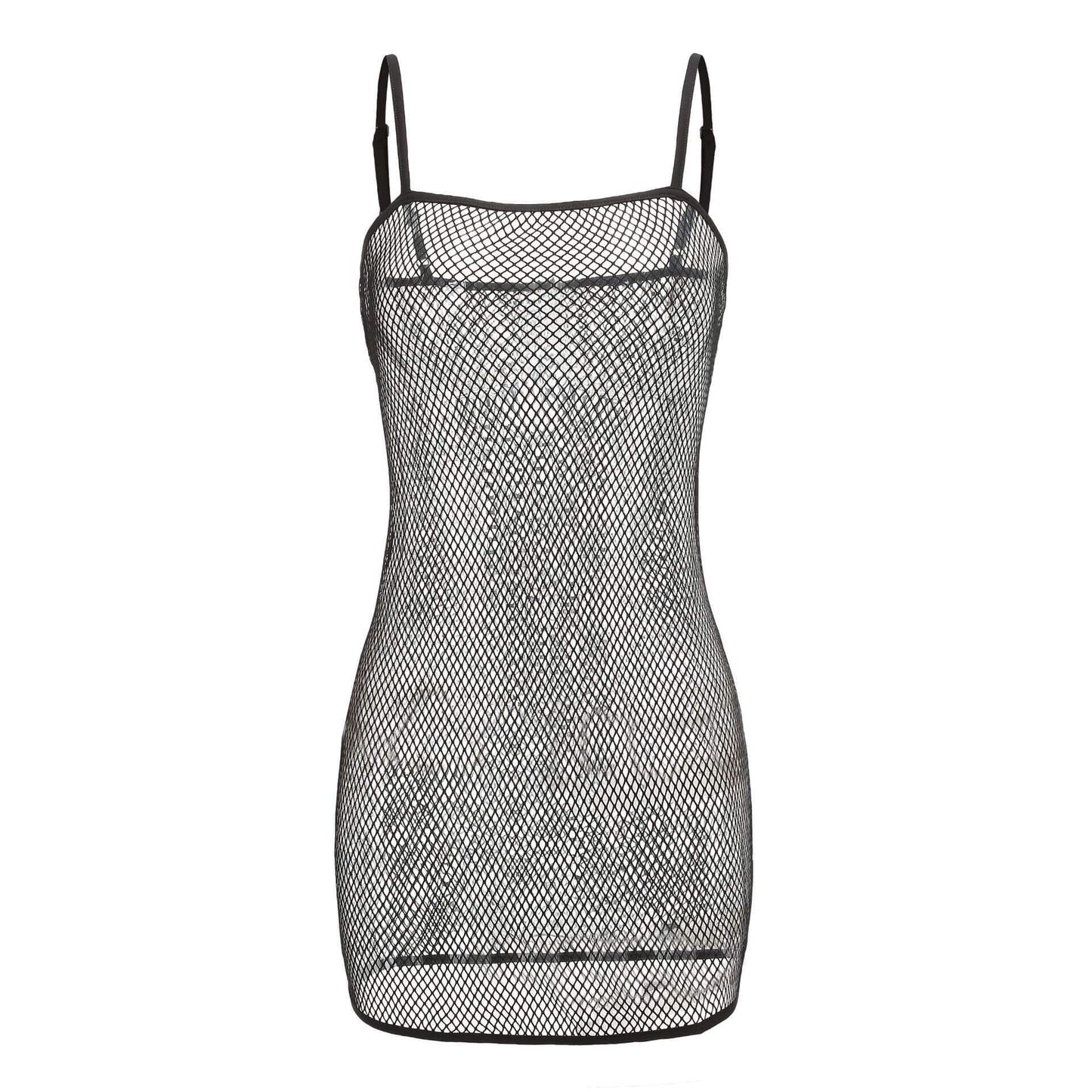 Pure Color Mesh hollow out Short Beach Sling Dress