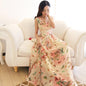 Beautiful Scoop Sleeveless Butterfly Print Long Pleated Chiffon Beach Dress