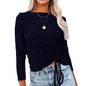 Autumn And Winter Fashion Slim Drawstring Sweater Top