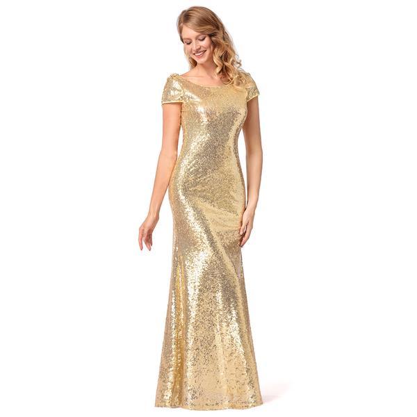 High Quality Shinning Backless Sequined Long Party Bridesmaid Dress