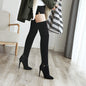 Autumn And Winter Pointed Ultra-Fine High Heel Elastic Velvet Knee High Boots-Homeunderwear