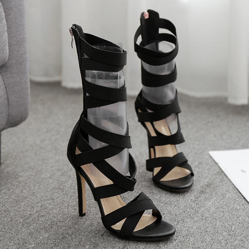 Elastic Bandage Roman High-Heeled Sandals