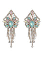 Geometric Rhine Stones Tasseled Drop Earrings