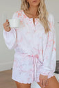 Pajamas Tie Dye Loose High Waist Long Sleeve Strap Two Pieces Set