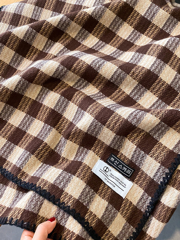 Vintage Imitated Cashmere Plaid Shawl&Scarf-Homeunderwear