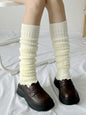 Simple Keep Warm Ruffled Solid Color Socks Accessories-Homeunderwear