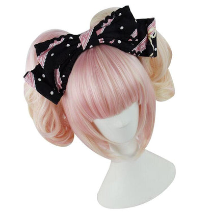 Free Shipping For Hivava Lolita Sakura Pink and Pale Gold Mixed Color Wig with 2 Pony Tails 3 Pieces Set