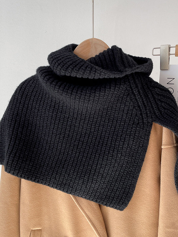 Simple Casual Keep Warm Solid Color High-Neck Shawl&Scarf-Homeunderwear