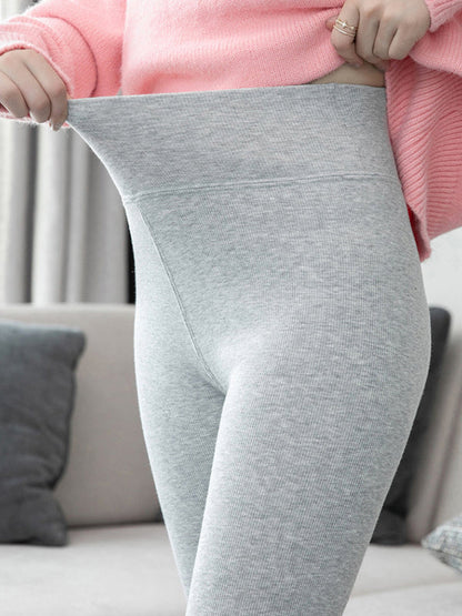 Simple Skinny Leg Keep Warm Solid Color Leggings