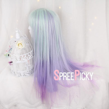 Free Shipping For Hivava Green Purple Pastel Gradient Lolita Long Wig