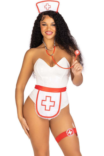 Free Shipping For 5 Piece Nurse Kit: Apron, Headband, Stethoscope, Garter, Syringe Pen