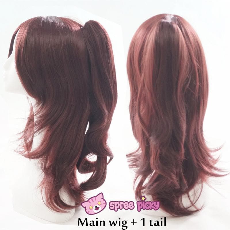 Free Shipping For Hivava Wine Caramel Mixed Color Long Wig with 2 Pony Tails