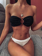 Hot Colorblock Thong Bottom Tube Bikinis