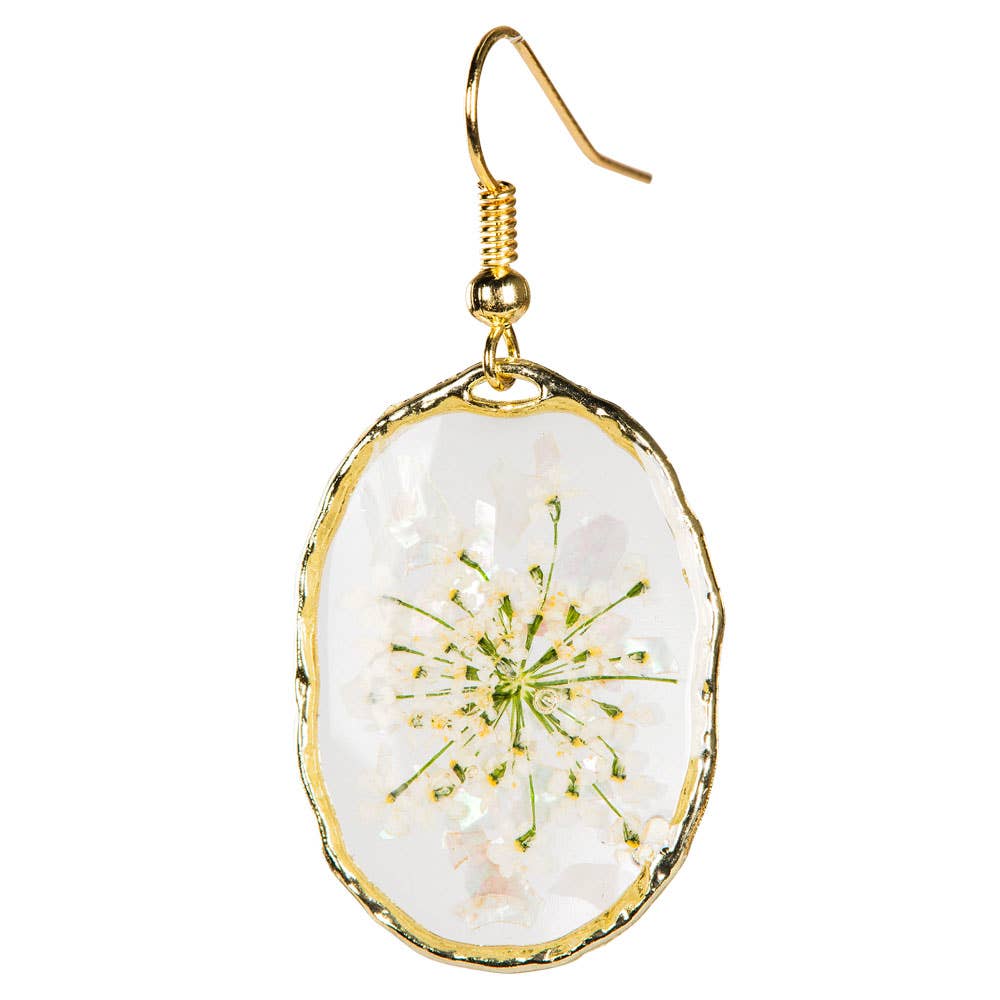 Free Shipping For DRIED FLOWER OVAL EARRINGS