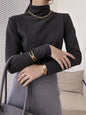 New Fashion Casual Long Sleeves Solid Color Half Turtleneck T-Shirts Tops-Homeundewear