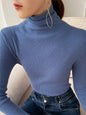 New Fashion Simple Skinny Long Sleeves Solid Color Sweater Tops-Homeundewear