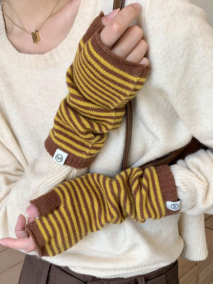 Casual Keep Warm Striped Gloves Accessories-Homeunderwear