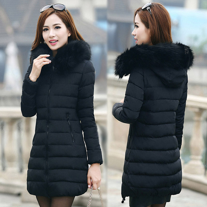 Free Shipping ForFur collar mid-length thick down cotton