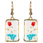 Free Shipping For DRIED FLOWER RECTANGLE EARRING