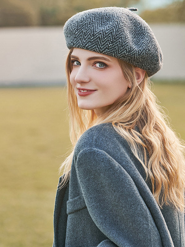 British Style Vintage Wool Beret Hat-Homeunderwear