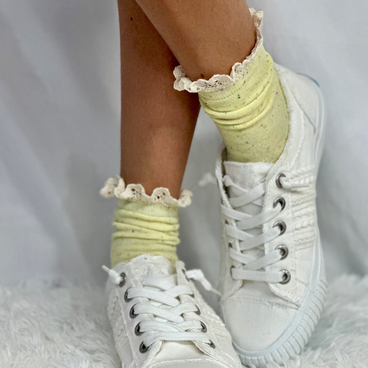 CONFETTI  lace topped ankle socks - yellow