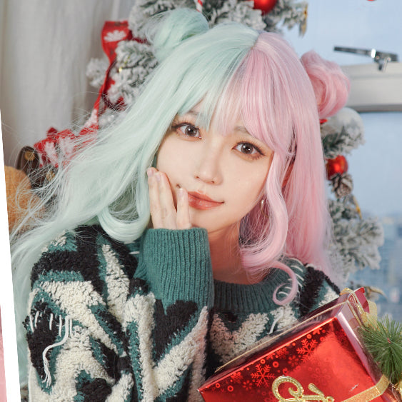 Free Shipping For Hivava Alice Bear Cotton Candy Parted Pink Mint Wig