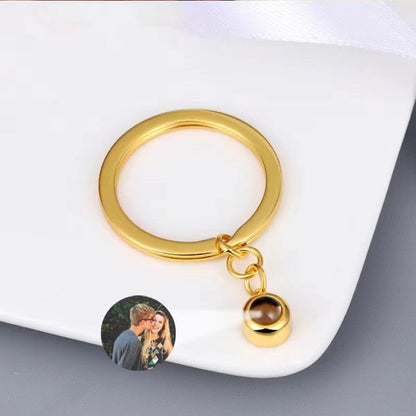 Free Shipping ForPersonalized Photo Projection Key Chain Simple Custom Picture Small Circle Keyring For Women Men Memory Birthday Christmas Gift