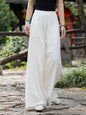 Casual Wide Leg Pleated Loose Solid Color Pants-Homeunderwear