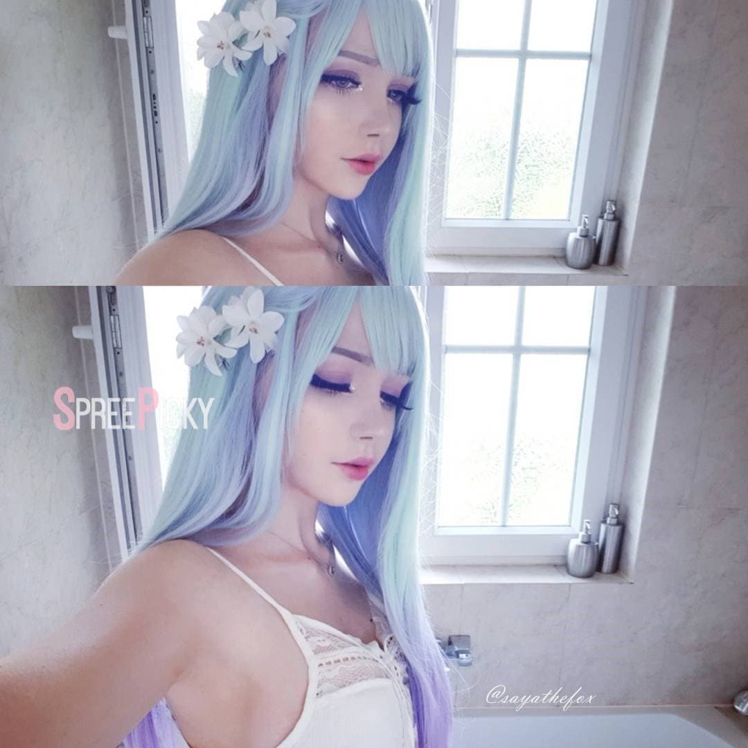 Free Shipping For Hivava Green Purple Pastel Gradient Lolita Long Wig