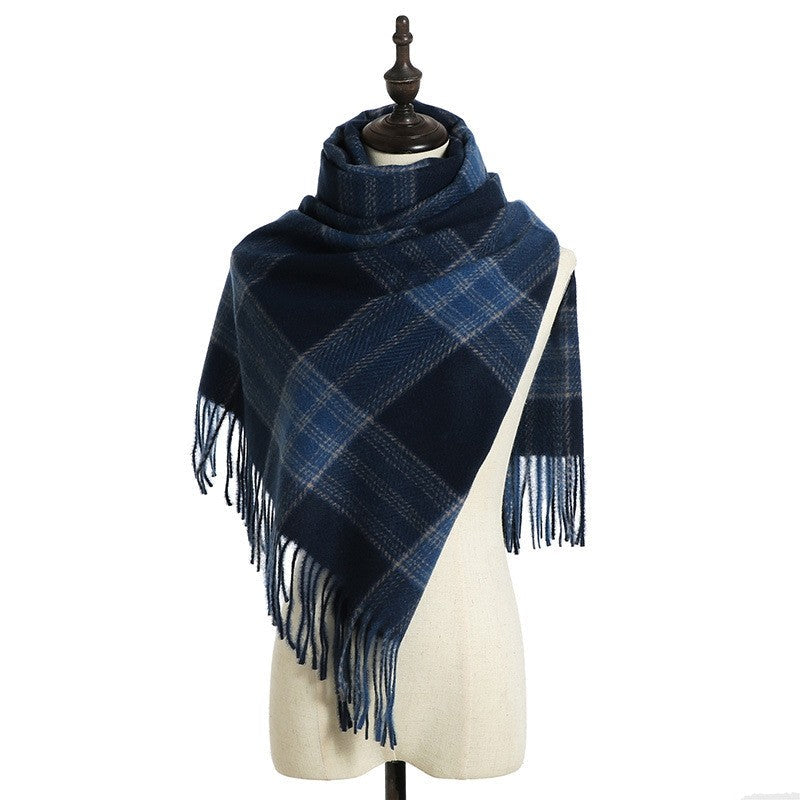 British Style Warm Imitated Cashmere Tassled Shawl Scarf