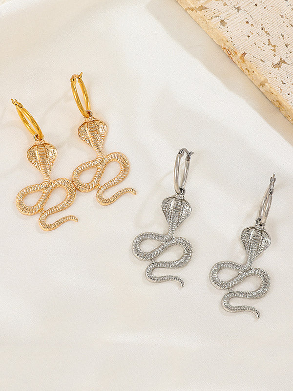 Geometric Snake Shape Solid Color Drop Earrings