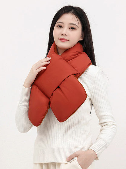 Casual White Duck Down Keep Warm Solid Color Shawl&Scarf-Homeunderwear