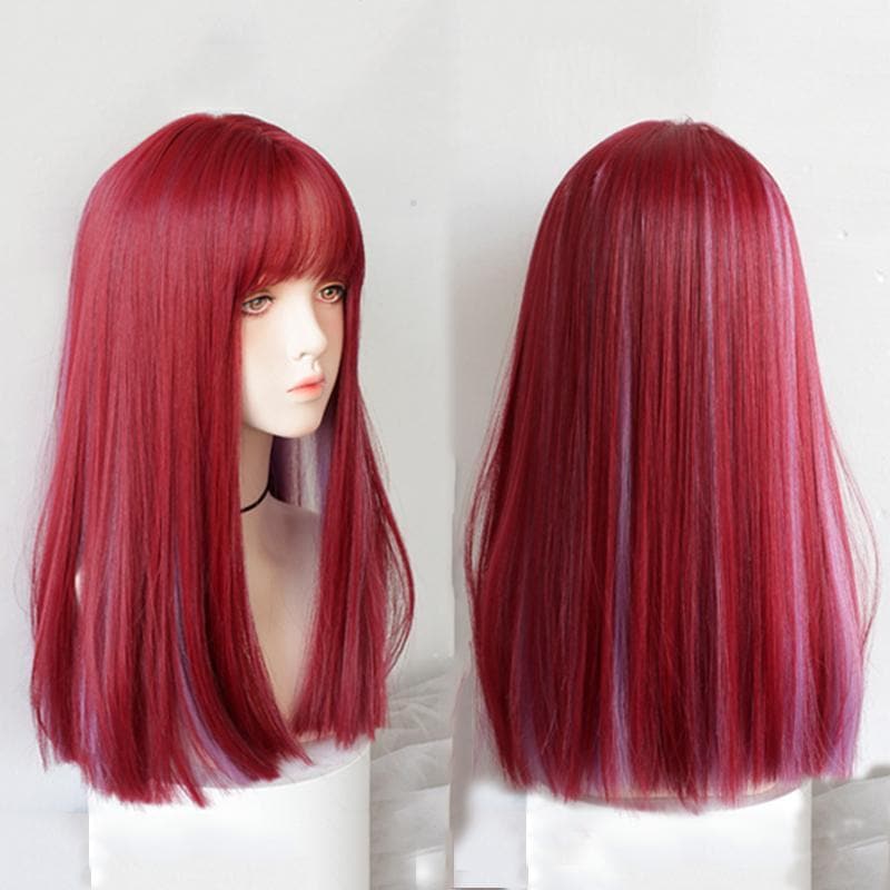 Free Shipping For Hivava Red Purple Long Straight Wig