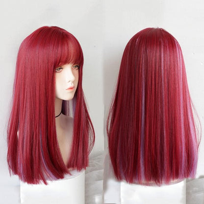 Free Shipping For Hivava Red Purple Long Straight Wig